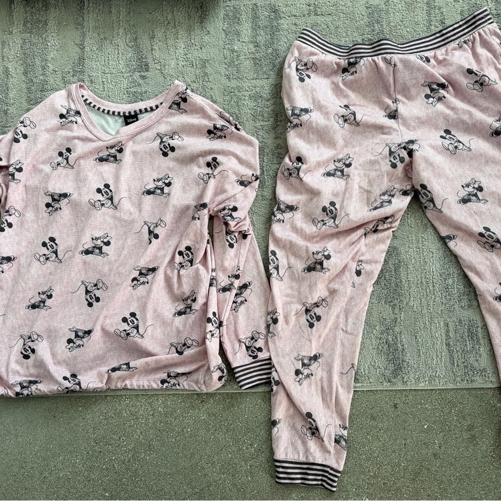 Disney Pink Pajama Set with Character Print